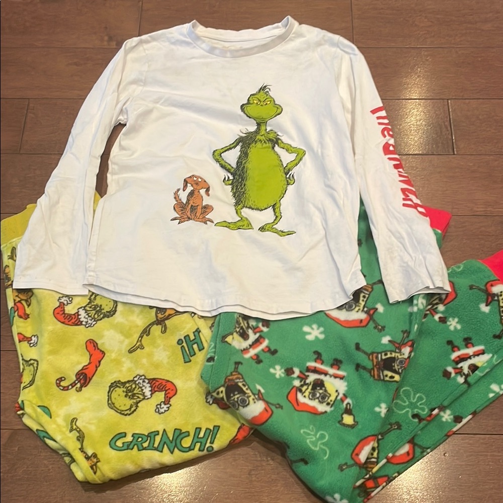 Size 10/12 Pajama Set - White, Green, Yellow
